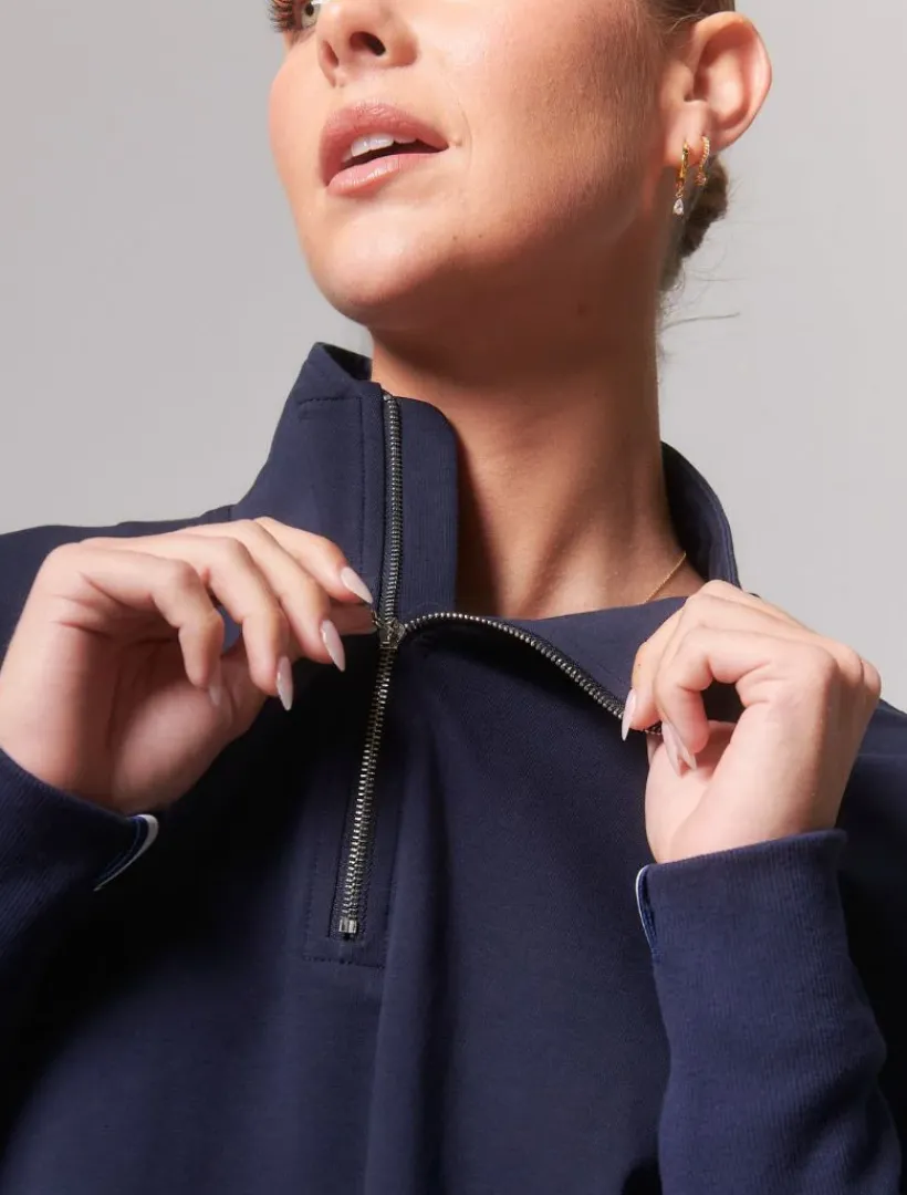 Loungewear|Knits And Jumpers*Zjoosh Alysha Zip Through Sweatshirt Navy