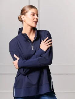 Loungewear|Knits And Jumpers*Zjoosh Alysha Zip Through Sweatshirt Navy
