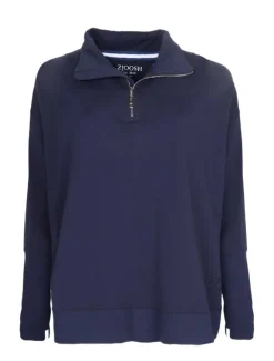 Loungewear|Knits And Jumpers*Zjoosh Alysha Zip Through Sweatshirt Navy