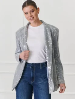 Jackets And Coats*Zjoosh Anais Sequin Jacket Blue