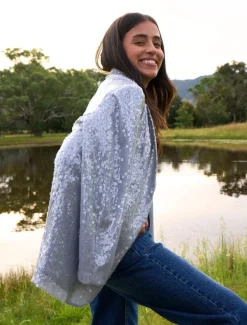 Jackets And Coats*Zjoosh Anais Sequin Jacket Blue