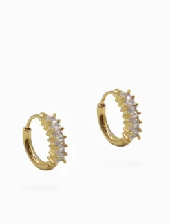 Earrings|Gold Jewellery*Zjoosh Baguette Crystal Hoops Gold