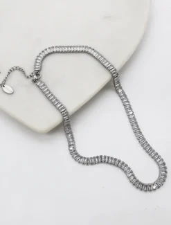 Silver Jewellery|Necklaces*Zjoosh Baguette Crystal Necklace Silver