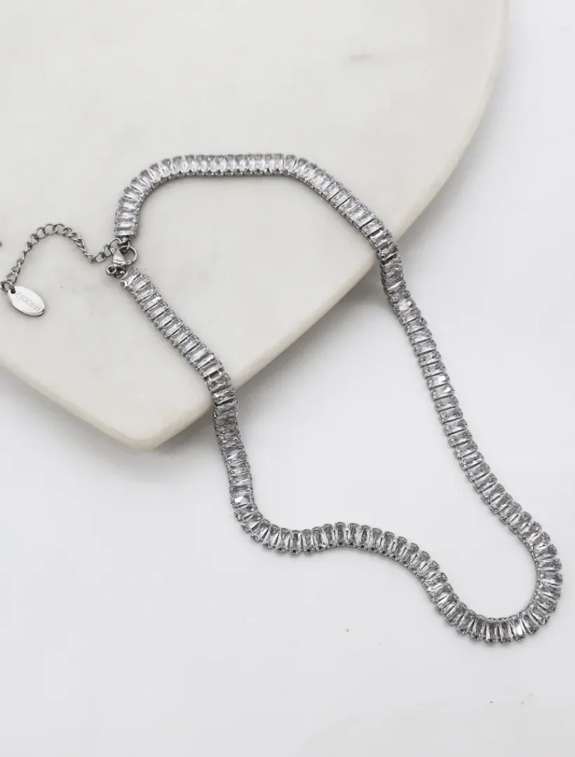 Silver Jewellery|Necklaces*Zjoosh Baguette Crystal Necklace Silver