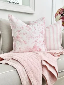 Cushions*Zjoosh Birds in Flight Linen Cushion Light Pink LightPink