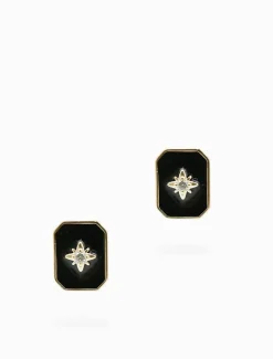 Earrings*Zjoosh Black Enamel Studs