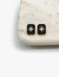 Earrings*Zjoosh Black Enamel Studs