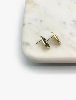 Earrings*Zjoosh Black Enamel Studs