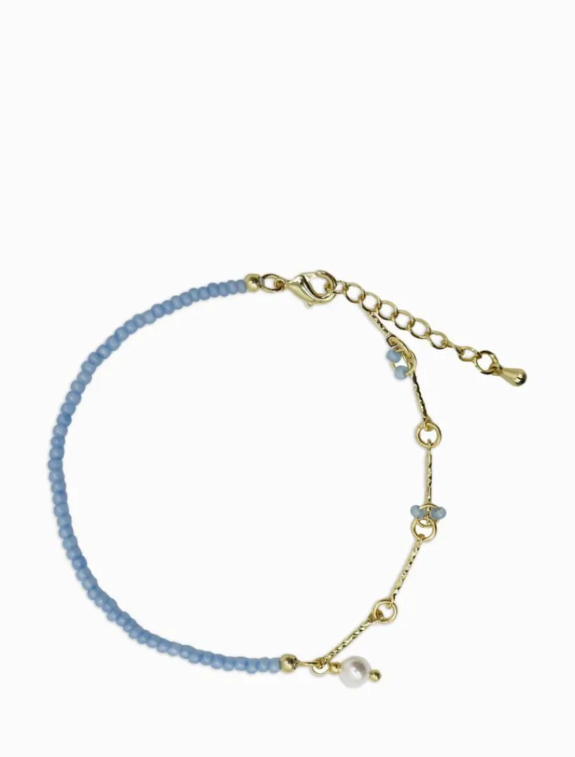 Pearl Jewellery|Bangles And Bracelets*Zjoosh Blue Stone Pearl and Gold Bracelet