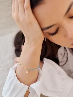 Pearl Jewellery|Bangles And Bracelets*Zjoosh Blue Stone Pearl and Gold Bracelet