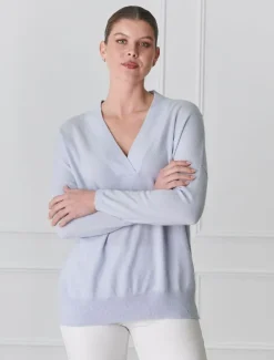 Knits And Jumpers*Zjoosh Boyfriend Cashmere Jumper Pale Blue PaleBlue