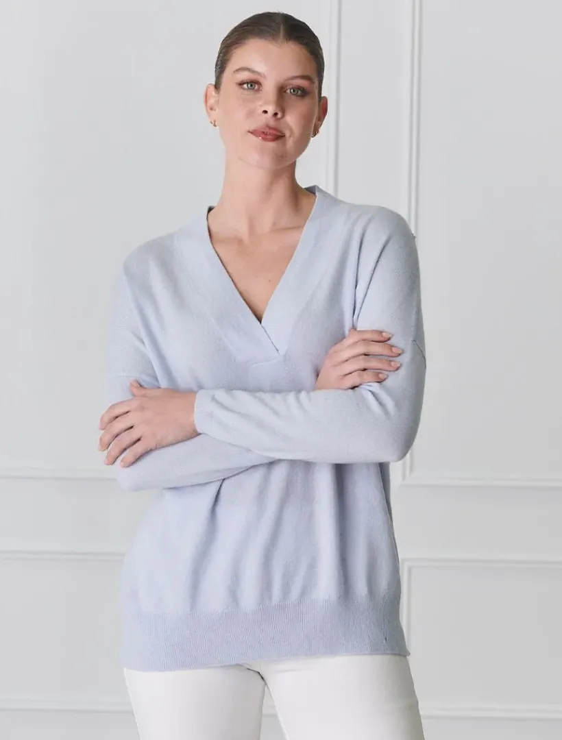 Knits And Jumpers*Zjoosh Boyfriend Cashmere Jumper Pale Blue PaleBlue