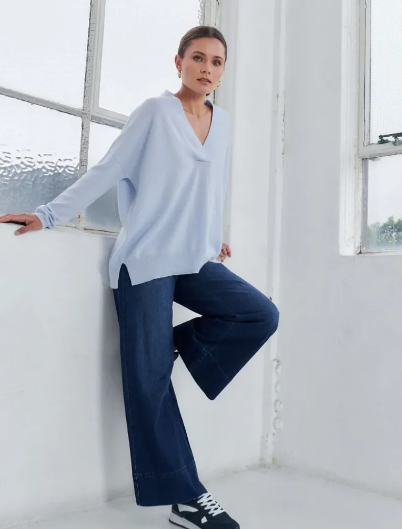 Knits And Jumpers*Zjoosh Boyfriend Cashmere Jumper Pale Blue PaleBlue