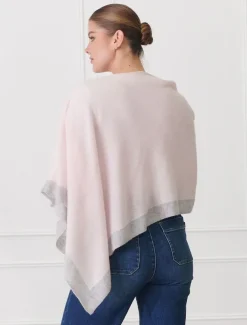 Scarves|Ponchos And Ponchettes*Zjoosh Cashmere Border Ponchette Pink Grey PinkGrey