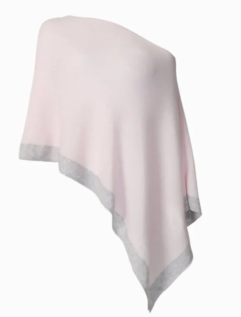 Scarves|Ponchos And Ponchettes*Zjoosh Cashmere Border Ponchette Pink Grey PinkGrey