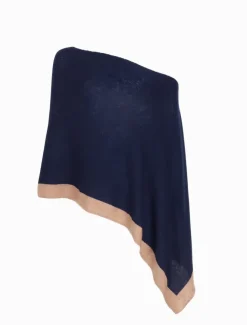 Scarves|Knits And Jumpers*Zjoosh Cashmere Border Ponchette Navy Tan NavyTan