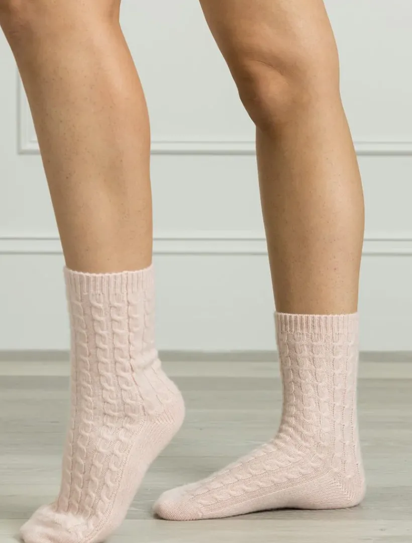 Sleep Accessories|Sleep Accessories*Zjoosh Cashmere Cable Knit Bed Socks Pink