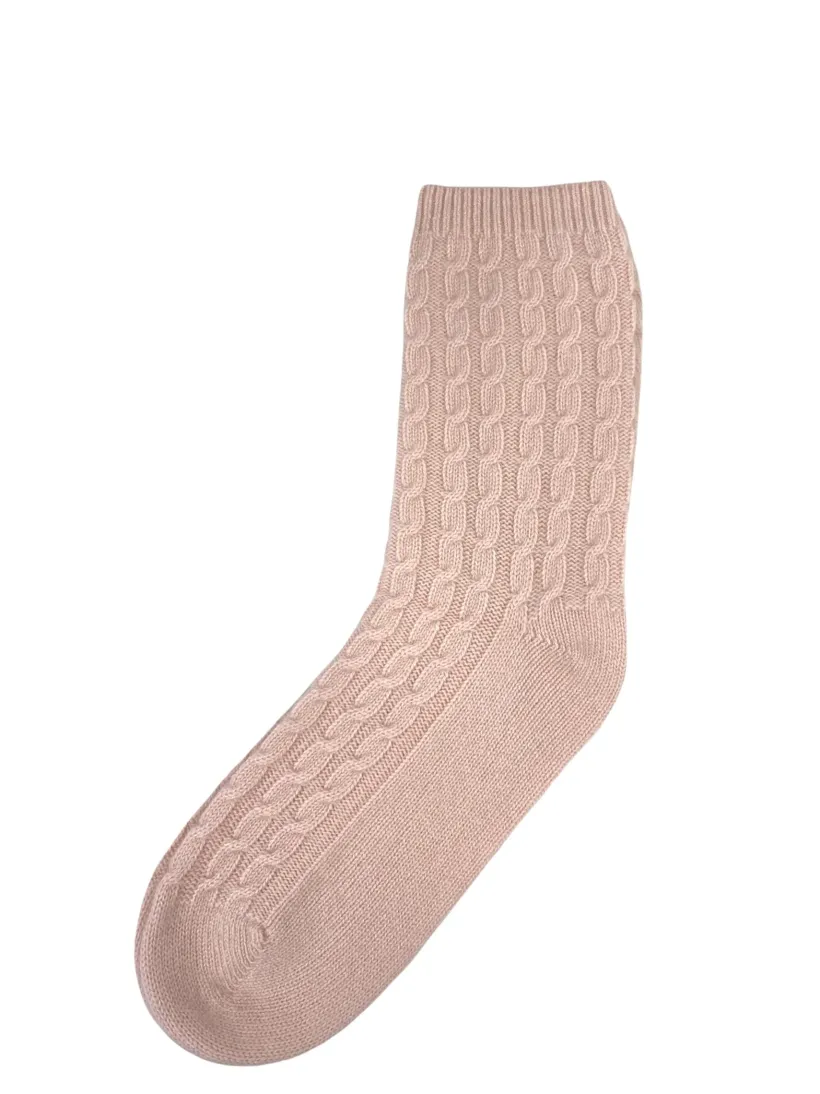 Sleep Accessories|Sleep Accessories*Zjoosh Cashmere Cable Knit Bed Socks Pink
