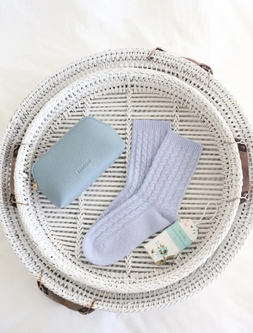 Sleep Accessories|Sleep Accessories*Zjoosh Cashmere Cable Knit Bed Socks Blue