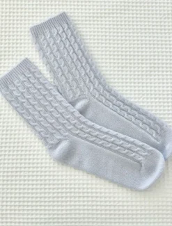 Sleep Accessories|Sleep Accessories*Zjoosh Cashmere Cable Knit Bed Socks Blue