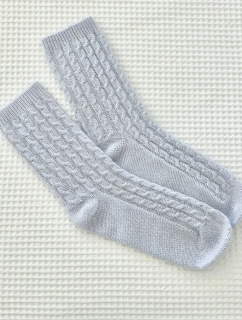 Sleep Accessories|Sleep Accessories*Zjoosh Cashmere Cable Knit Bed Socks Blue