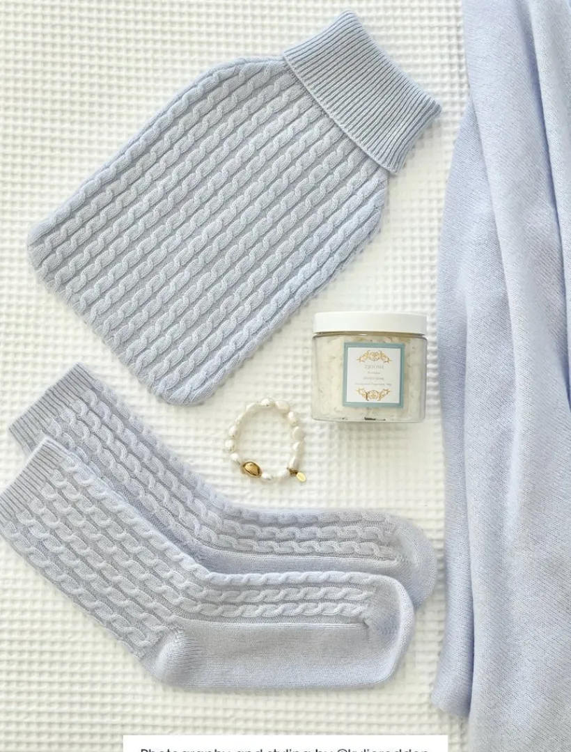 Sleep Accessories|Sleep Accessories*Zjoosh Cashmere Cable Knit Bed Socks Blue