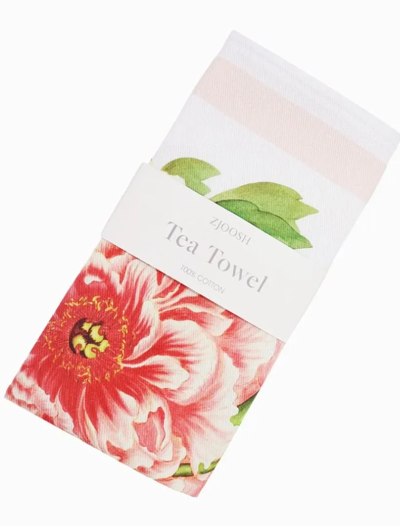 Towels*Zjoosh CC Botanical Tea Towel Peonies