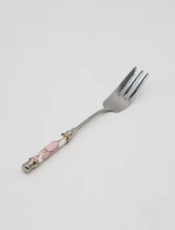 Cutlery & Servers*3rd Party Other Ceramic Pink Stripe Fork Silver