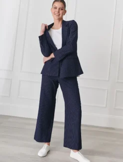 Jackets And Coats*Zjoosh Chalk Stripe Jacket Navy