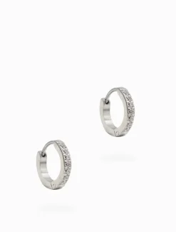 Earrings|Silver Jewellery*Zjoosh Channel Set Hoops Silver
