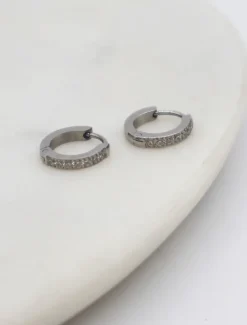 Earrings|Silver Jewellery*Zjoosh Channel Set Hoops Silver