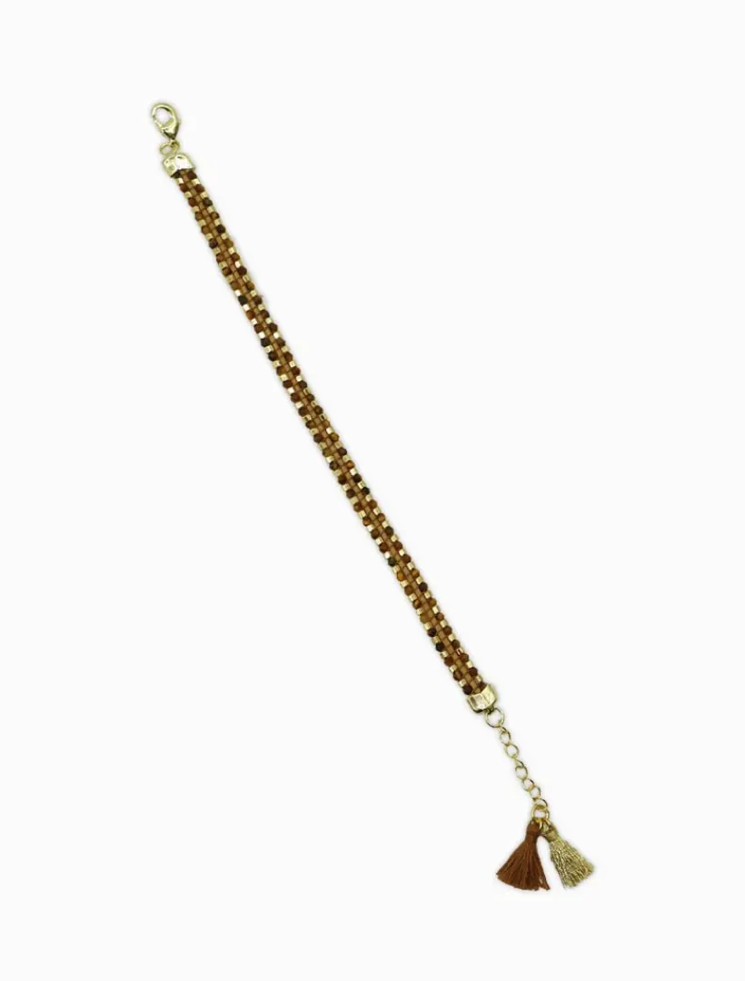 Bangles And Bracelets*Zjoosh Chocolate Beaded Tassel Bracelet