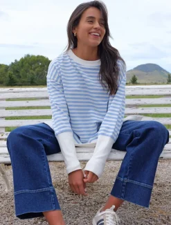 Knits And Jumpers|Shirts And Tops*Zjoosh Claudia Striped Sweatshirt Blue