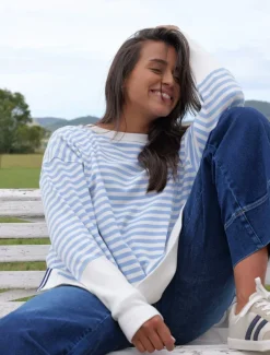 Knits And Jumpers|Shirts And Tops*Zjoosh Claudia Striped Sweatshirt Blue