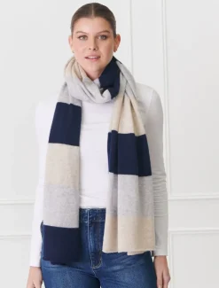 Cashmere Scarves|Scarves*Zjoosh Copenhagen Cashmere Scarf Navy Grey Beige