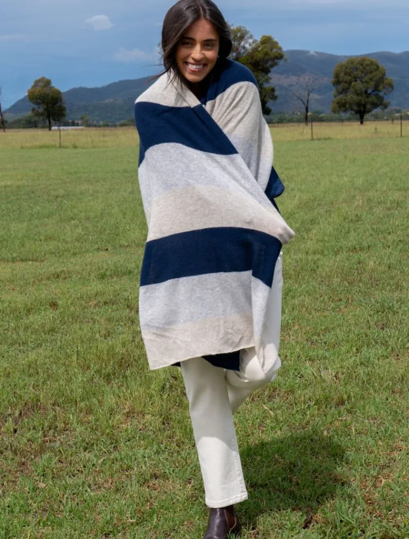 Cashmere Scarves|Scarves*Zjoosh Copenhagen Cashmere Scarf Navy Grey Beige