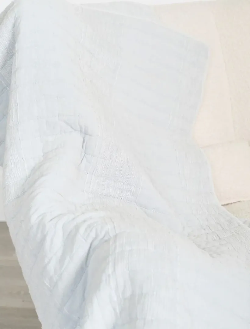 Blankets And Throws*Zjoosh Cotton Quilted Throw Blue