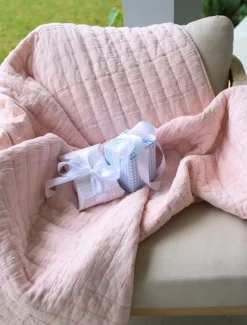 Blankets And Throws*Zjoosh Cotton Quilted Throw Pink