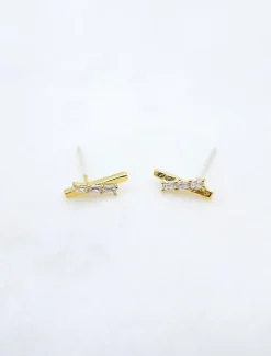 Earrings|Gold Jewellery*Zjoosh Criss Cross Sticks Studs Gold