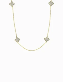 Necklaces|Gold Jewellery*Zjoosh Crusted Clover Necklace Gold