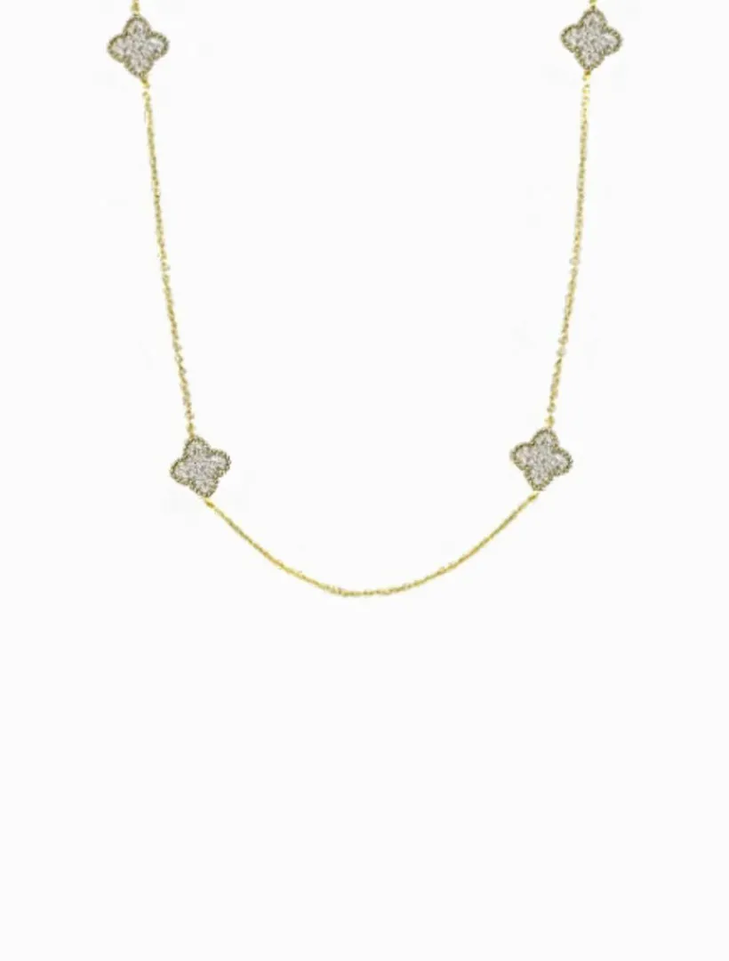 Necklaces|Gold Jewellery*Zjoosh Crusted Clover Necklace Gold