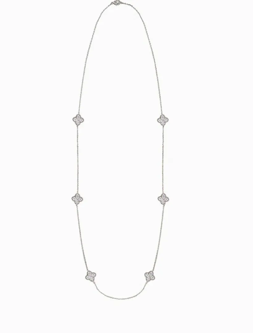 Necklaces|Silver Jewellery*Zjoosh Crusted Clover Necklace Silver