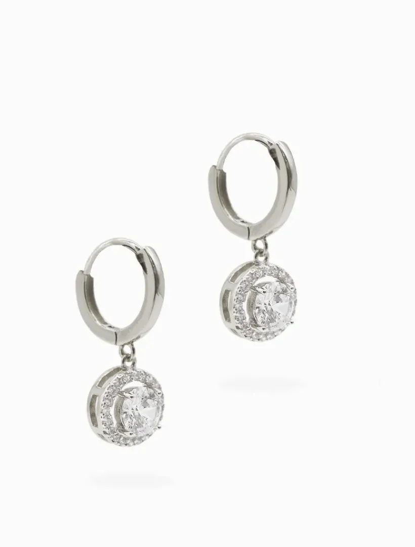 Earrings|Silver Jewellery*Zjoosh Crystal Circle Drop Earrings Silver