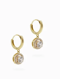 Earrings|Gold Jewellery*Zjoosh Crystal Circle Drop Earrings Gold