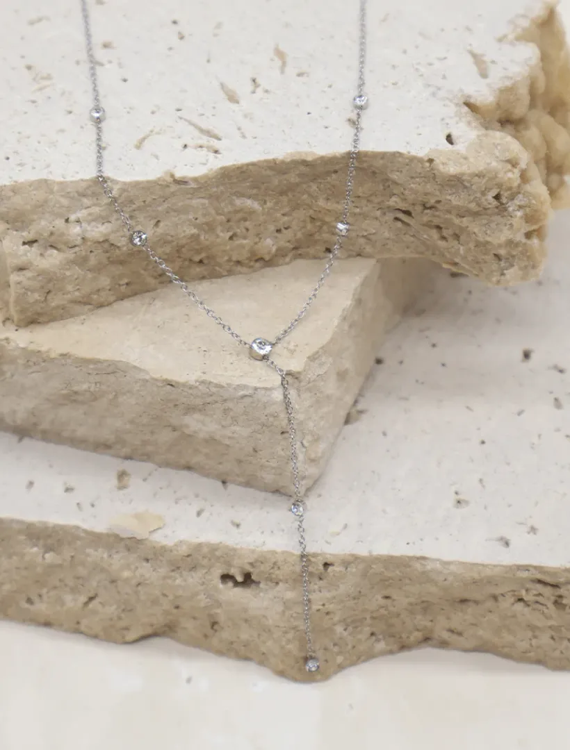 Necklaces|Silver Jewellery*Zjoosh Crystal Long Drop Necklace Silver