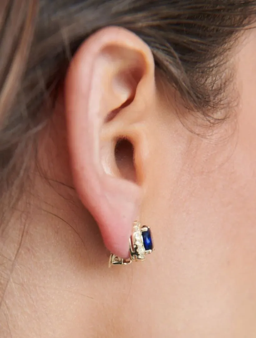 Clip-On Earrings|Earrings*Zjoosh Crystal Surround Clip Ons Navy
