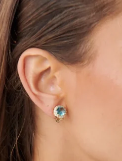Clip-On Earrings|Earrings*Zjoosh Crystal Surround Clip Ons Light Blue LightBlue