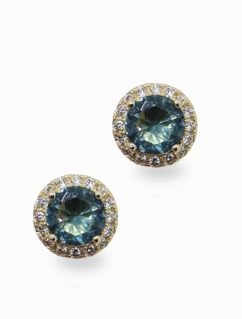 Earrings*Zjoosh Crystal Surround Studs Light Blue LightBlue