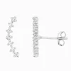 Earrings|Silver Jewellery*Ellani Cubic Zirconia Claw Set Curved Row Studs