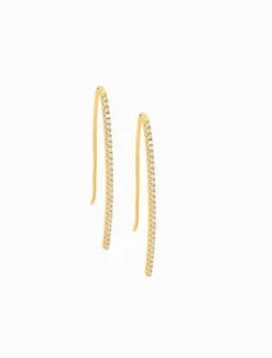 Earrings|Gold Jewellery*Ellani Cubic Zirconia Drop Bar Earrings Gold